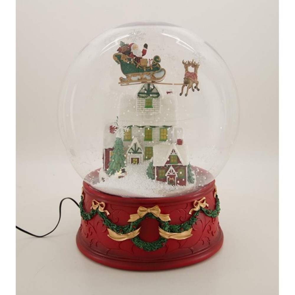 Cracker Barrel Animated Blowing Snow Globe Large Christmas Scene Swirling Snow